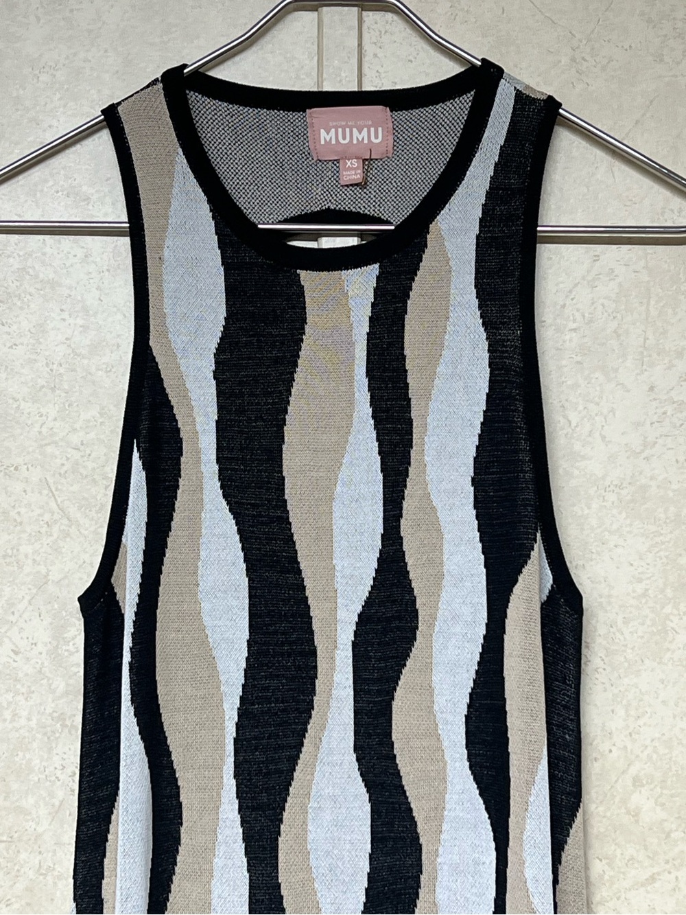 Show Me Your MuMu Sweeney sweater dress squiggle stripe knit dress open back - Picture 6 of 12